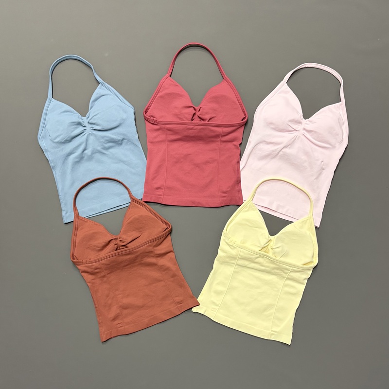 Yoga Strap Cotton - Женская спортивная майка для спортзала, бесшовная,