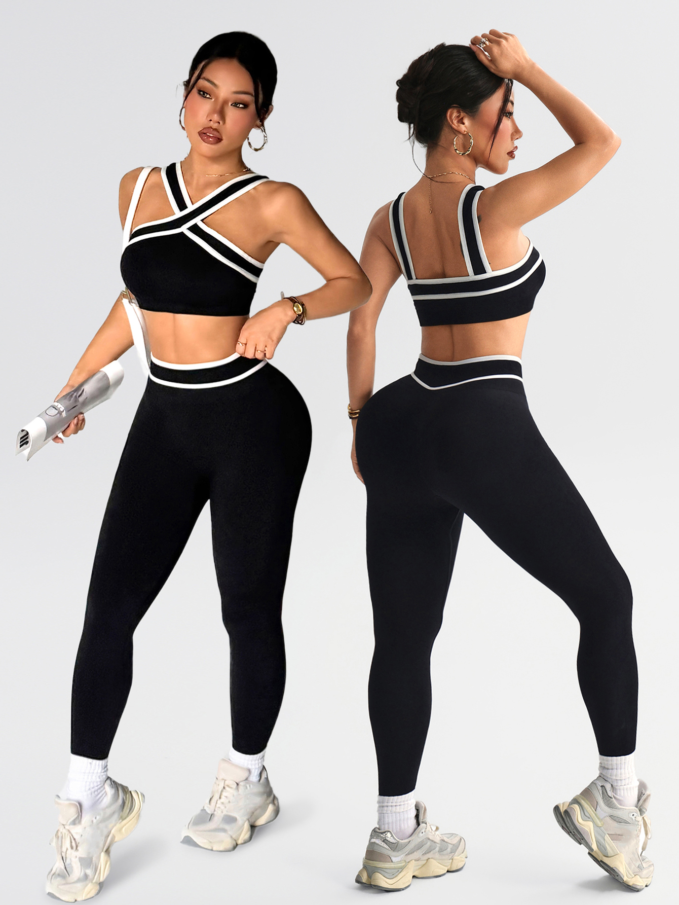 Pilates Yoga Leggings - 2 комплекта женских бесшовных комплектов для